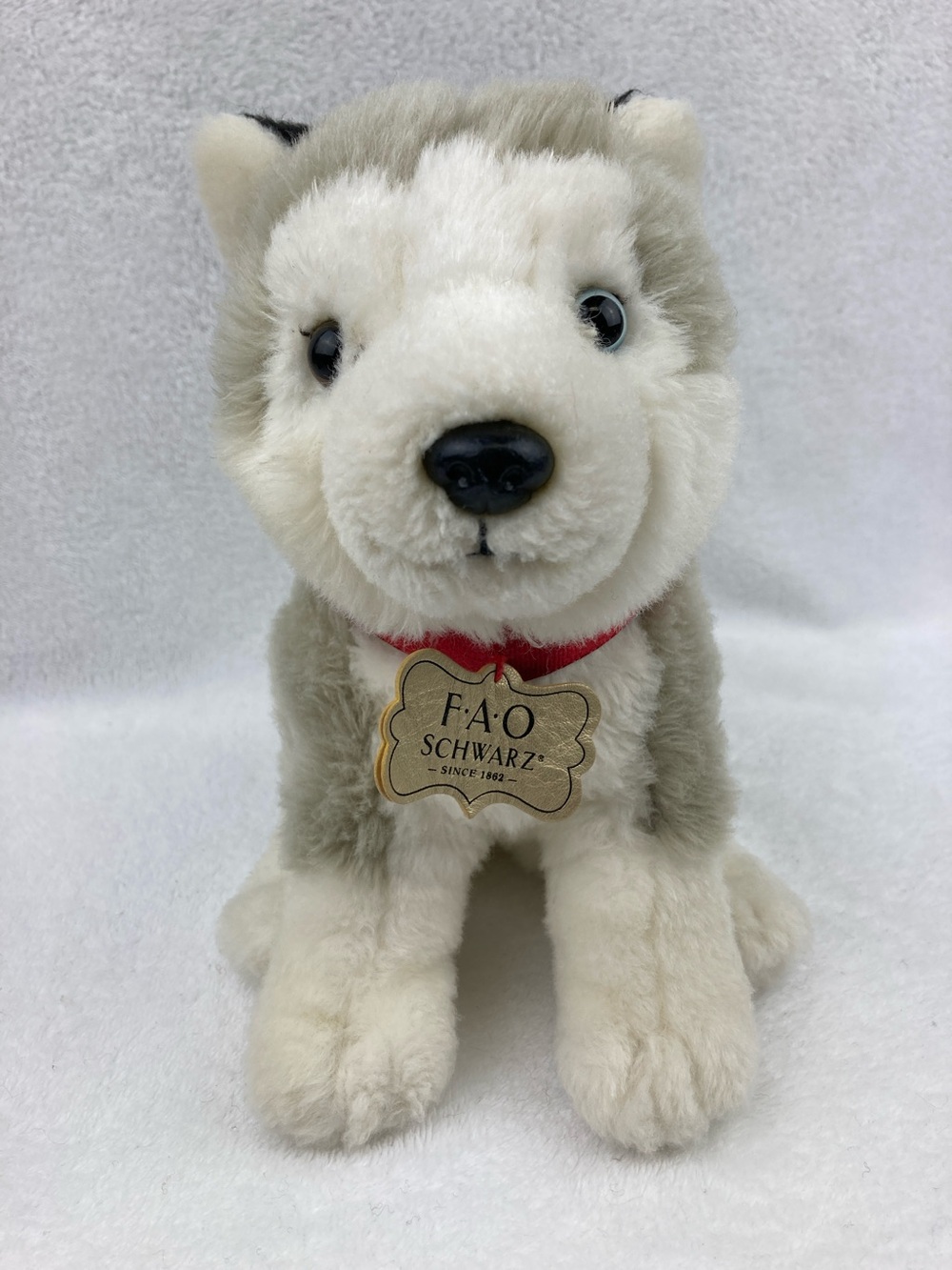 FAO Swartz Siberian Husky Puppy Plush Stuffed Animal Toy 9.5”